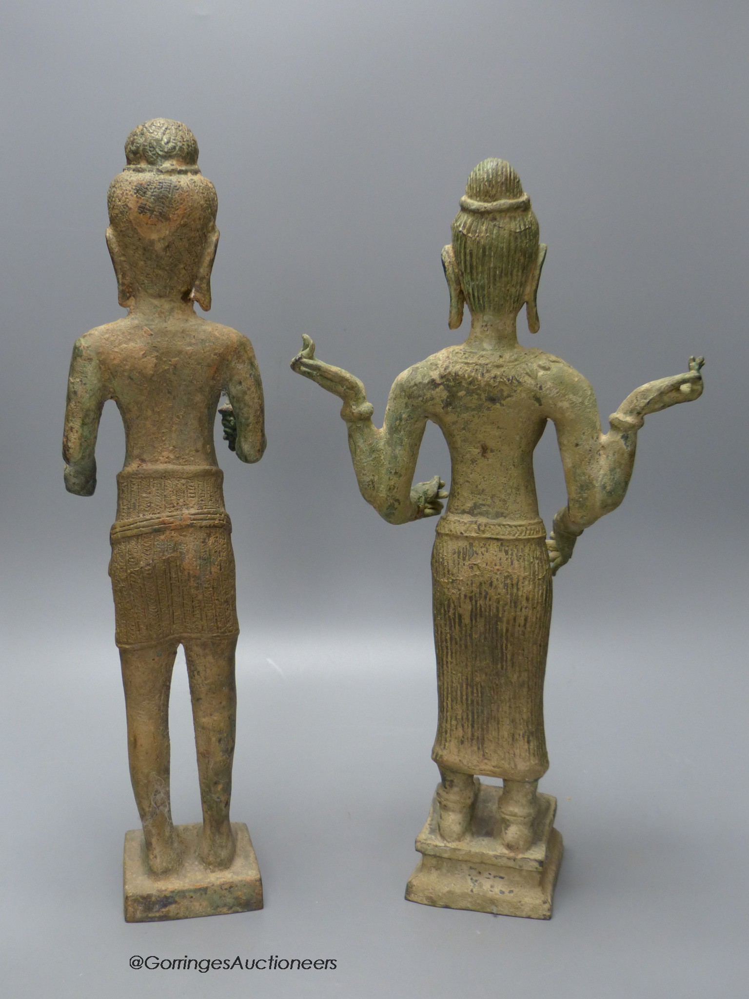 Two Cambodian bronze figures, 39cm high